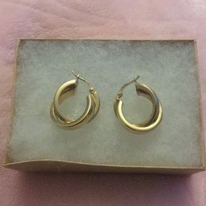 Gold plated pretzeled hoop earrings